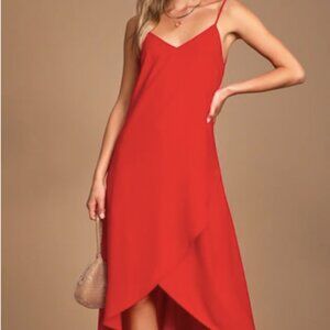 Lulu's Sweet Surprise Red High-Low Maxi Dress